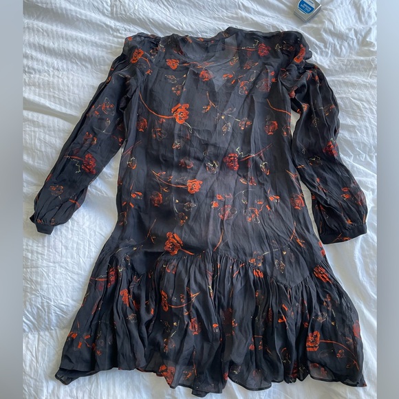 Sheer black with red flowers, size 10, The Kooples dress - Picture 2 of 9